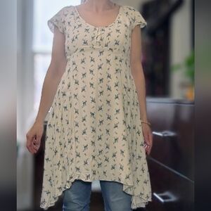 Denim & Supply Ralph Lauren Cream and Blue Floral High Low Dress Size 6